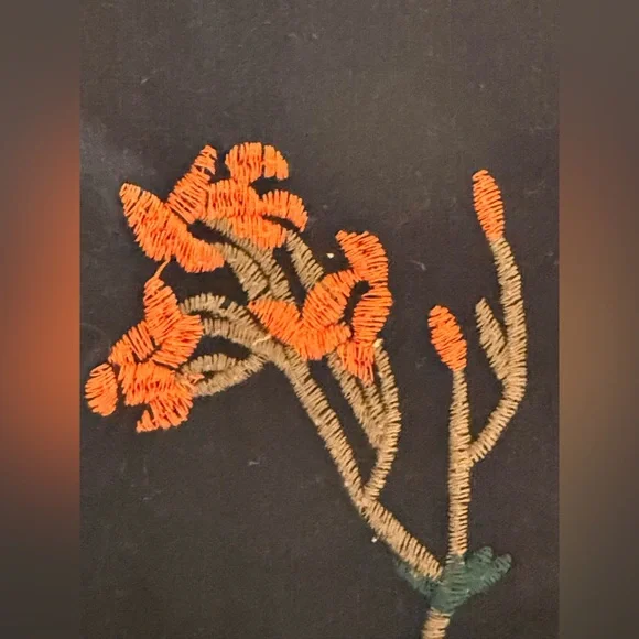 Black Floral Embroidered Tunic Oversized Midi Dress Cotton Linen‎ Lagonlook XL - Picture 11 of 14